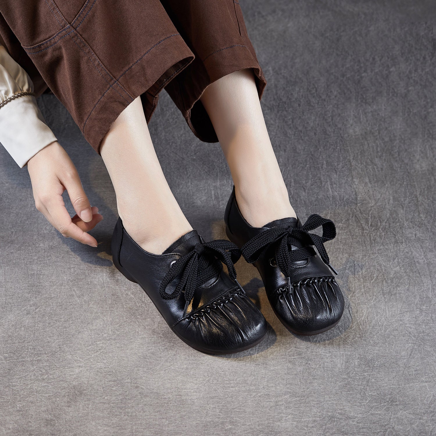 Women's Handmade Vintage Leather Lace-up Casual Shoes-RAIIFY