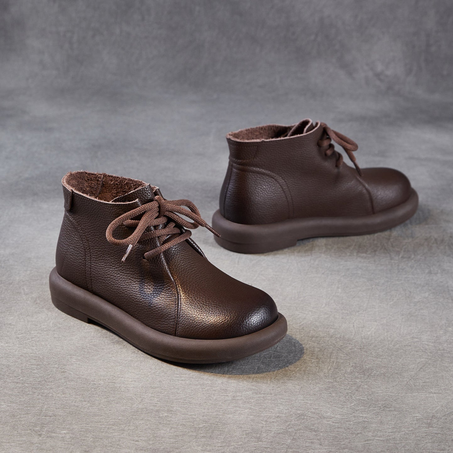 Women's Retro Soft Plain Leather Ankle Boots-RAIIFY