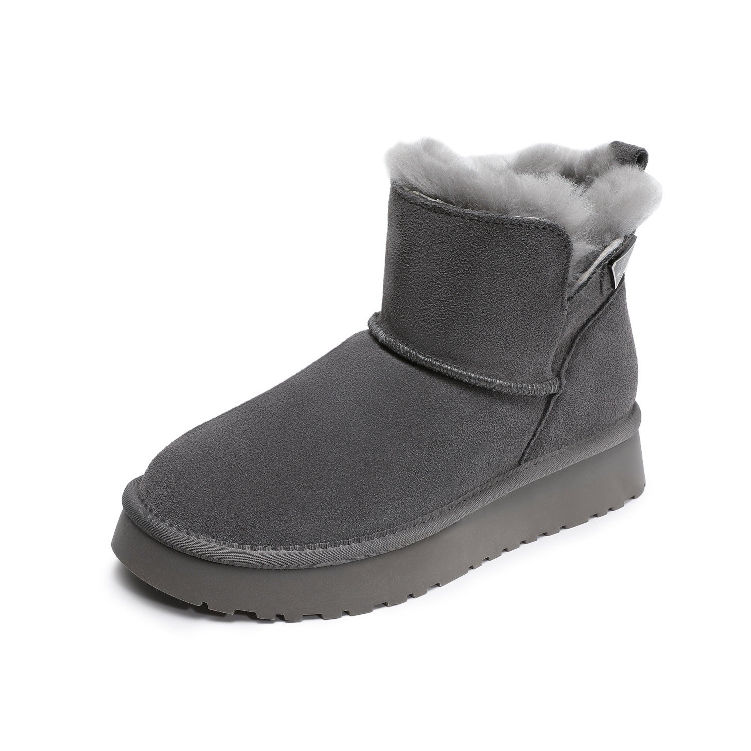 Women's Minimalist Plain Suede Slip-on Snow Boots-RAIIFY