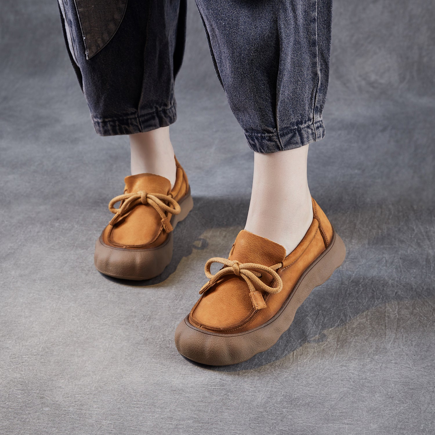 Women's Vintage Leather Lace-up Flat Casual Shoes-RAIIFY