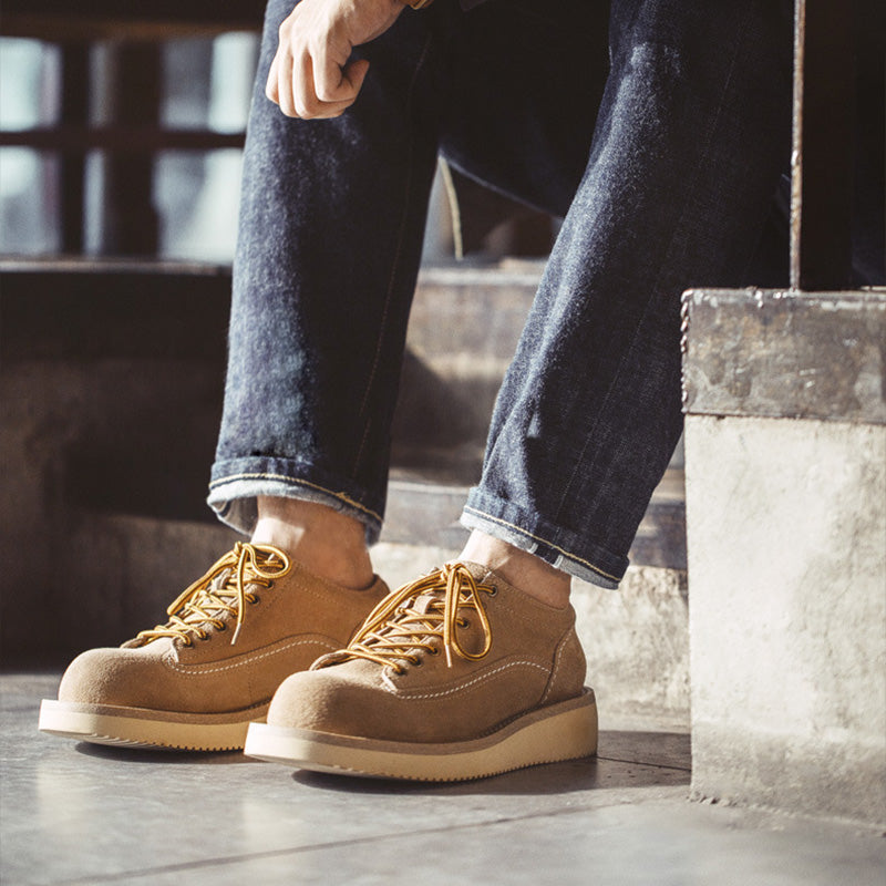 Men Retro Minimalist Cowhide Suede Casual Work Shoes-RAIIFY