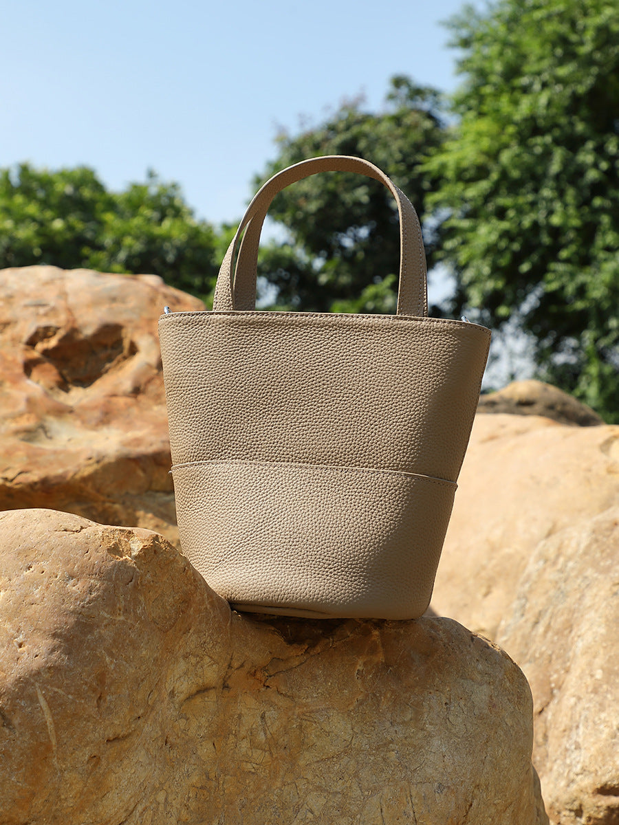 Women's Minimalist Fashion Leather Bucket Bag-RAIIFY