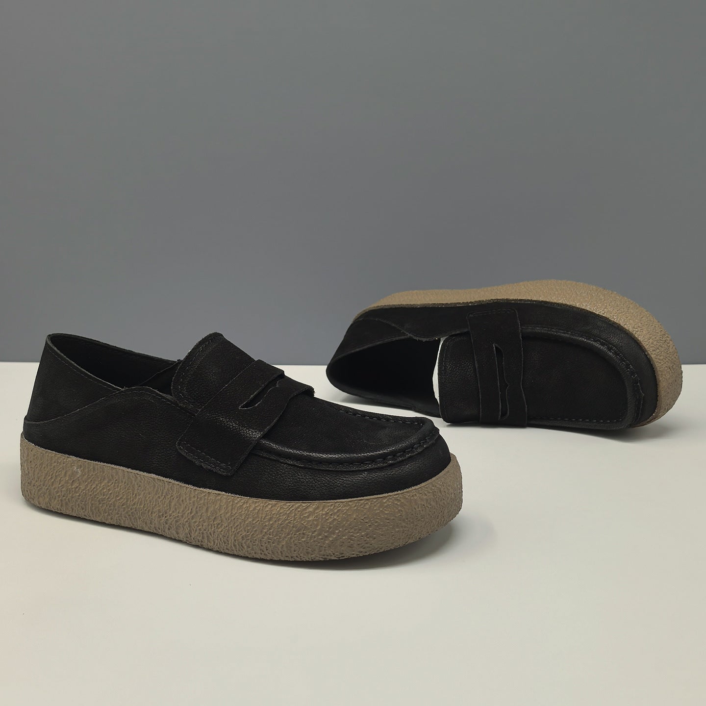 Men's Retro Plain Leather Casual Slip-on Loafers-RAIIFY
