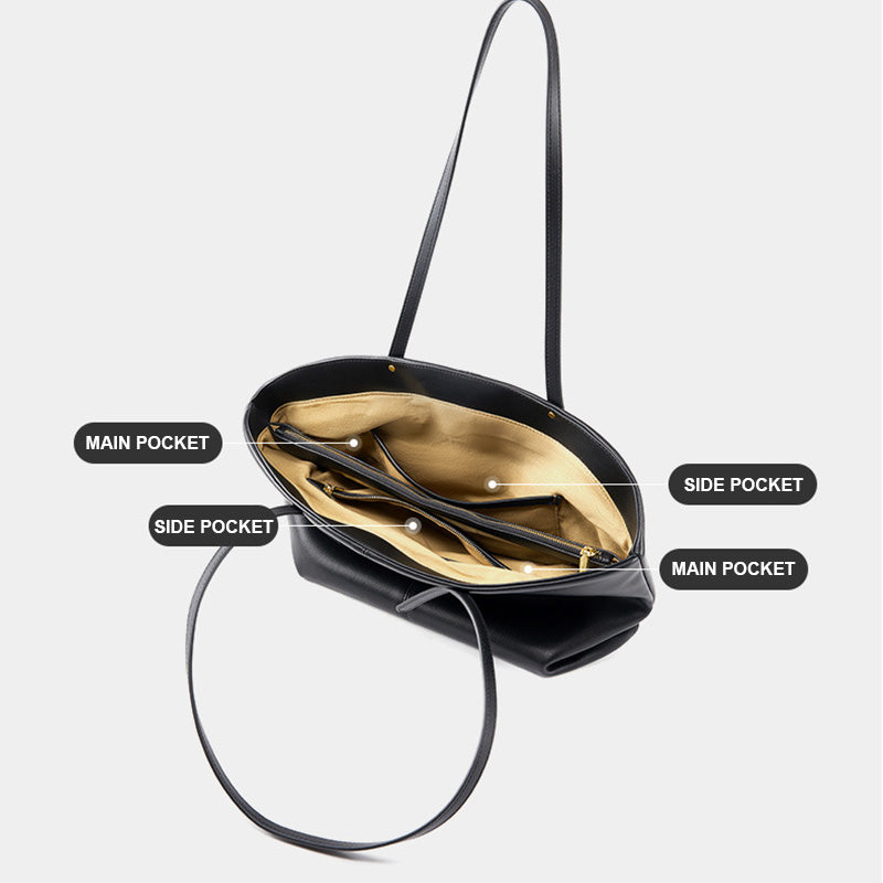 Women Casual Soft Cowhide Fashion Shoulder Tote Bag-RAIIFY