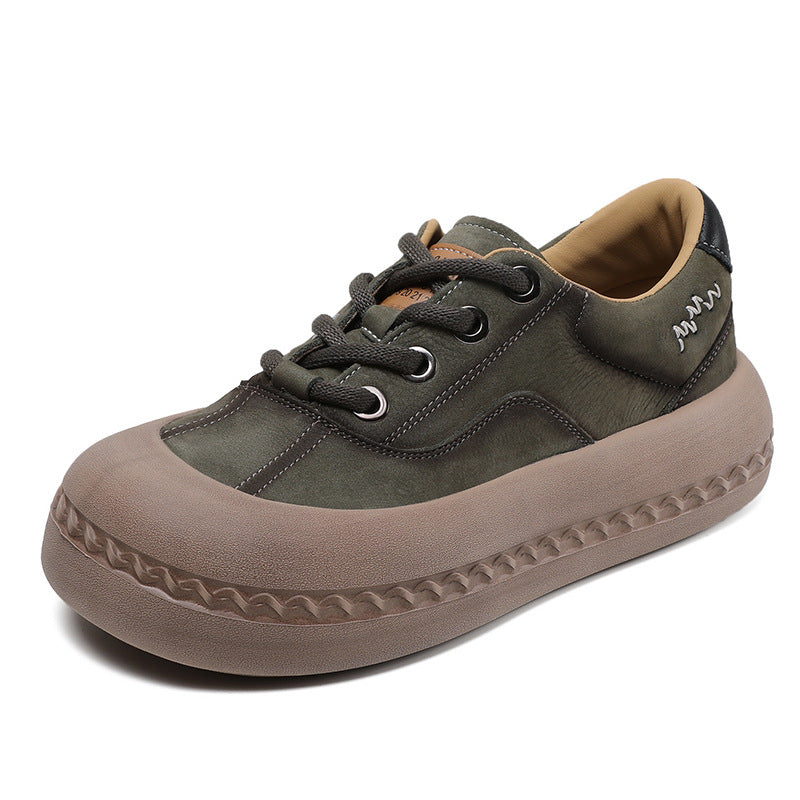 Women Fashion Quilted Plain Leather Flat Casual Shoes-RAIIFY