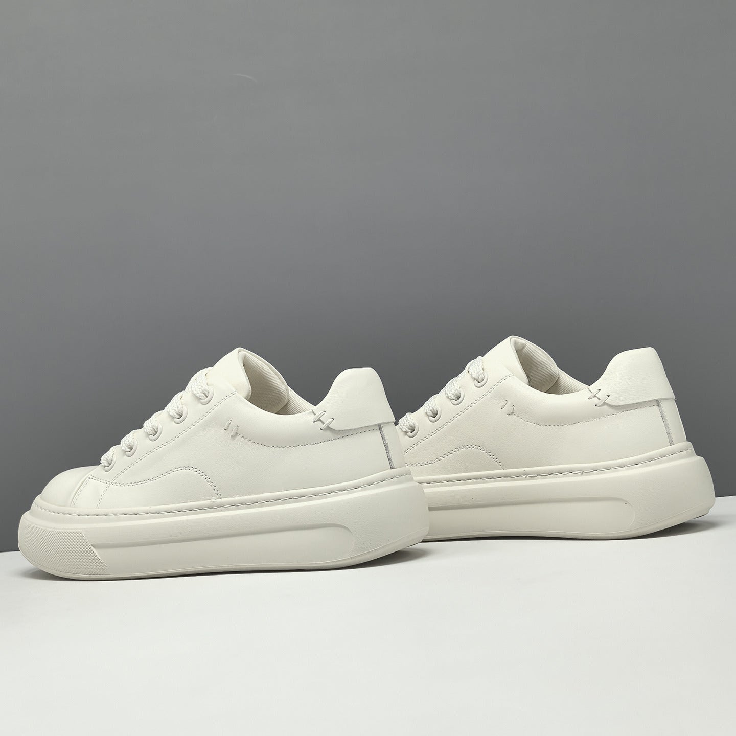 Men's Fashion Plain Leather Casual Court Sneakers-RAIIFY