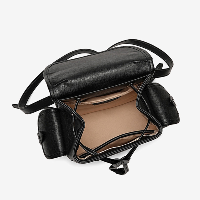 Women's Minimalist Plain Leather Casual Backpack-RAIIFY