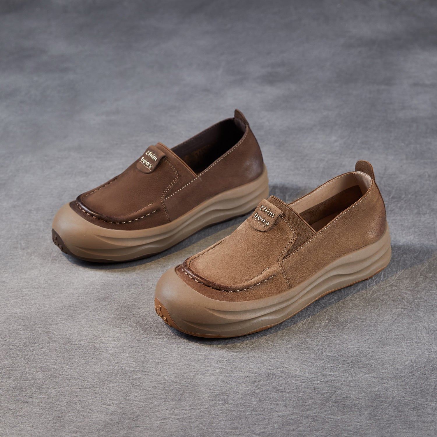 Women's Retro Suede Leather Slip-on Loafers-RAIIFY