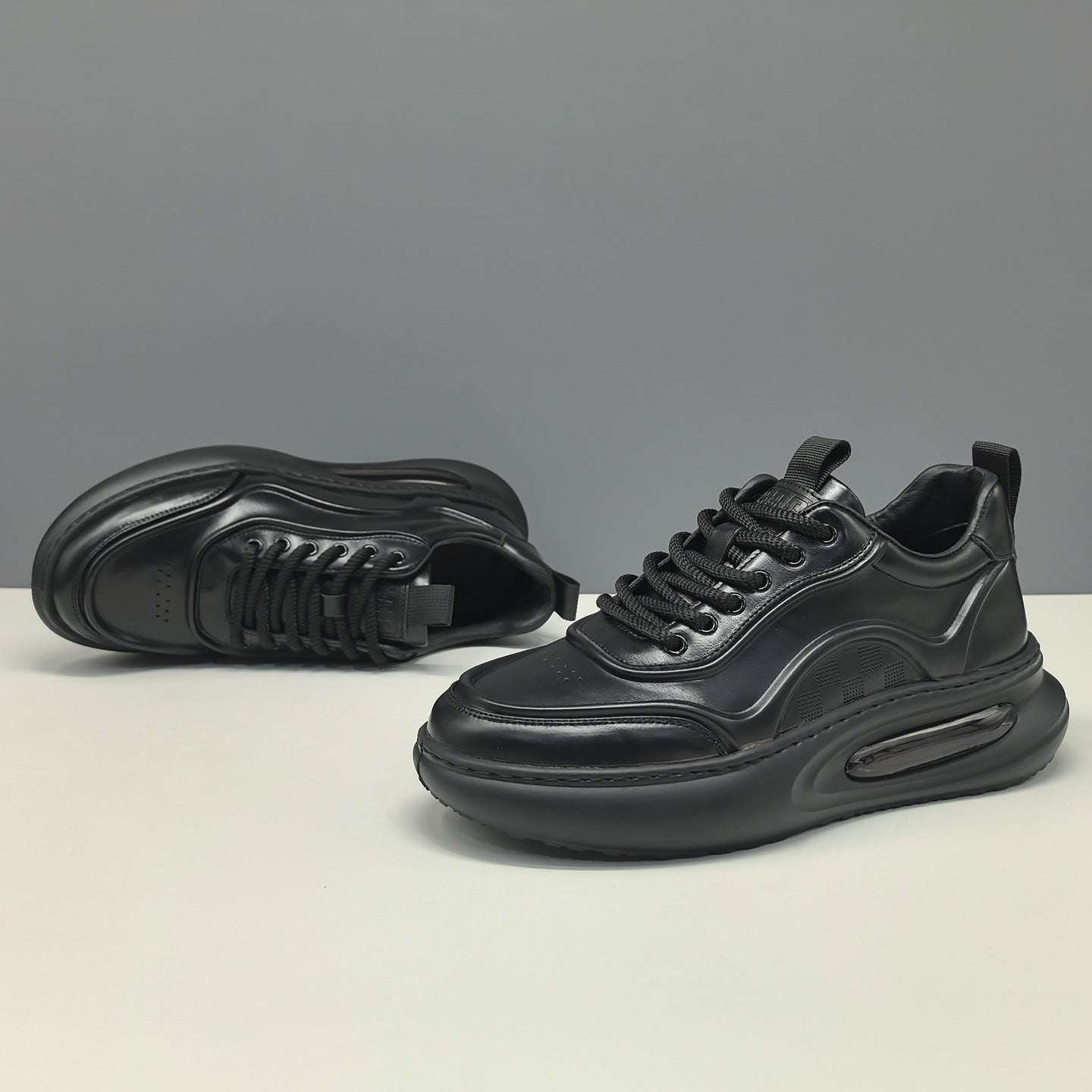 Men's Leather Platform Outdoor Sneakers-RAIIFY