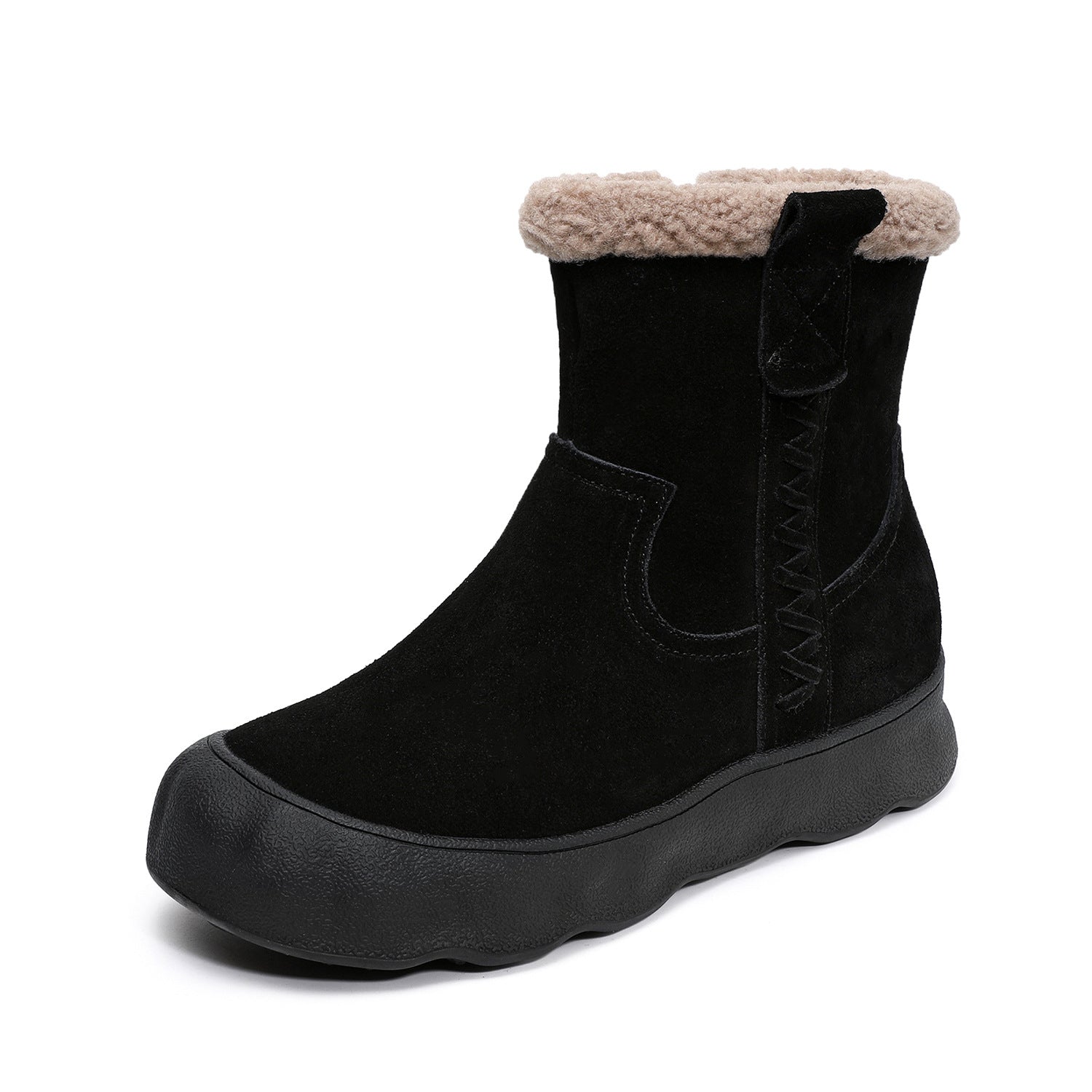 Women's Retro Suede Flat Ankle Snow Boots-RAIIFY
