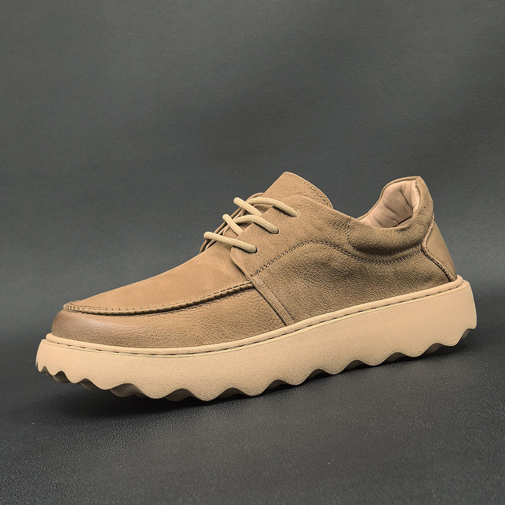 Men Minimalist Fashion Leather Lug Sole Casual Shoes-RAIIFY