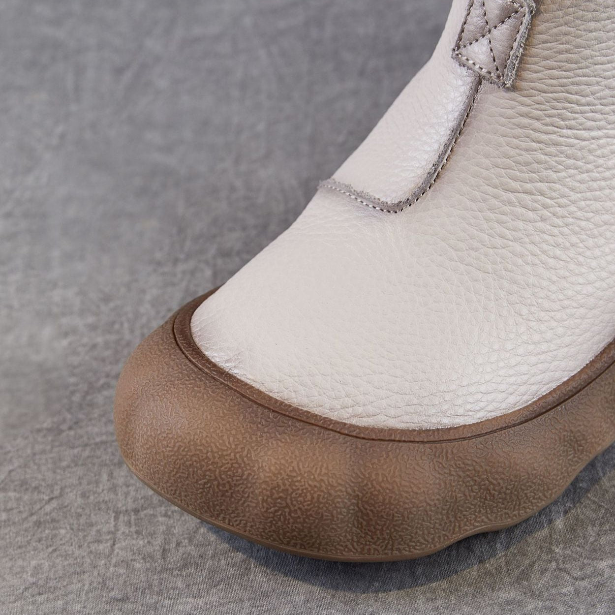 Women's Simple Plain Leather Flat Ankle Boots-RAIIFY