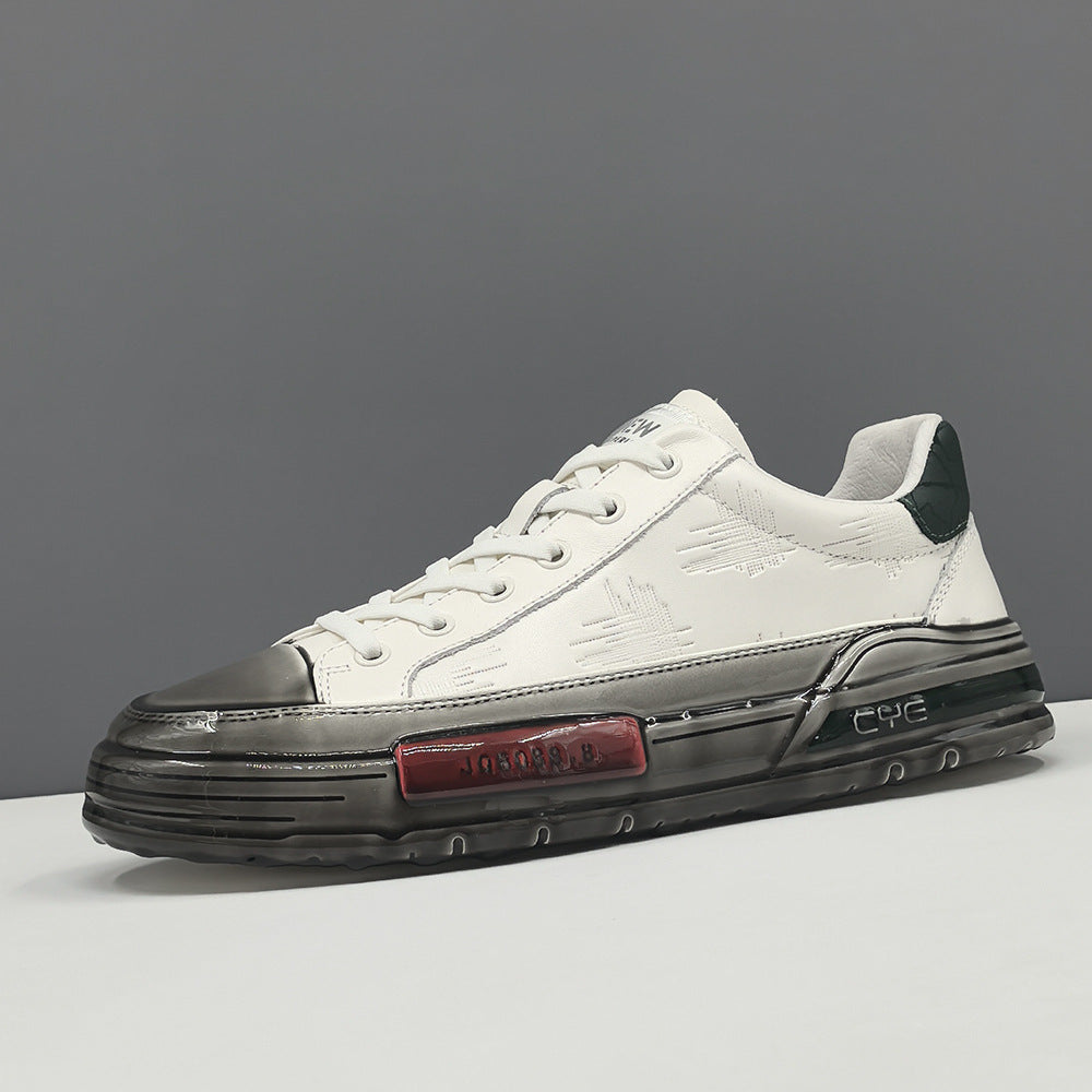 Men Fashion Embossed Leather Flat Casual Sneakers-RAIIFY