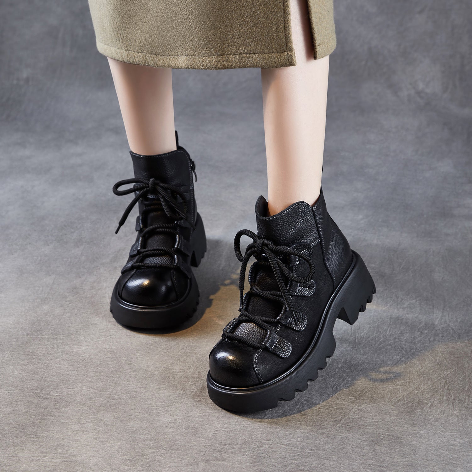 Women's Vintage Quilted Leather Casual Ankle Boots-RAIIFY