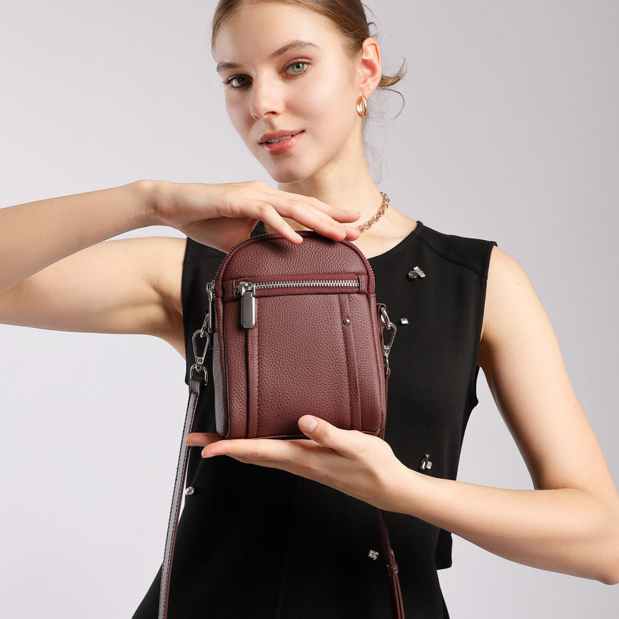 Women's Grain Leather Mini Crossbody Bag-RAIIFY