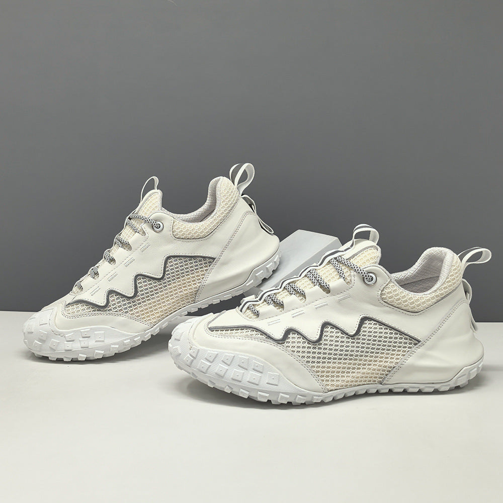 Men's Fashion Breathable Mesh Leather Casual Sneakers-RAIIFY