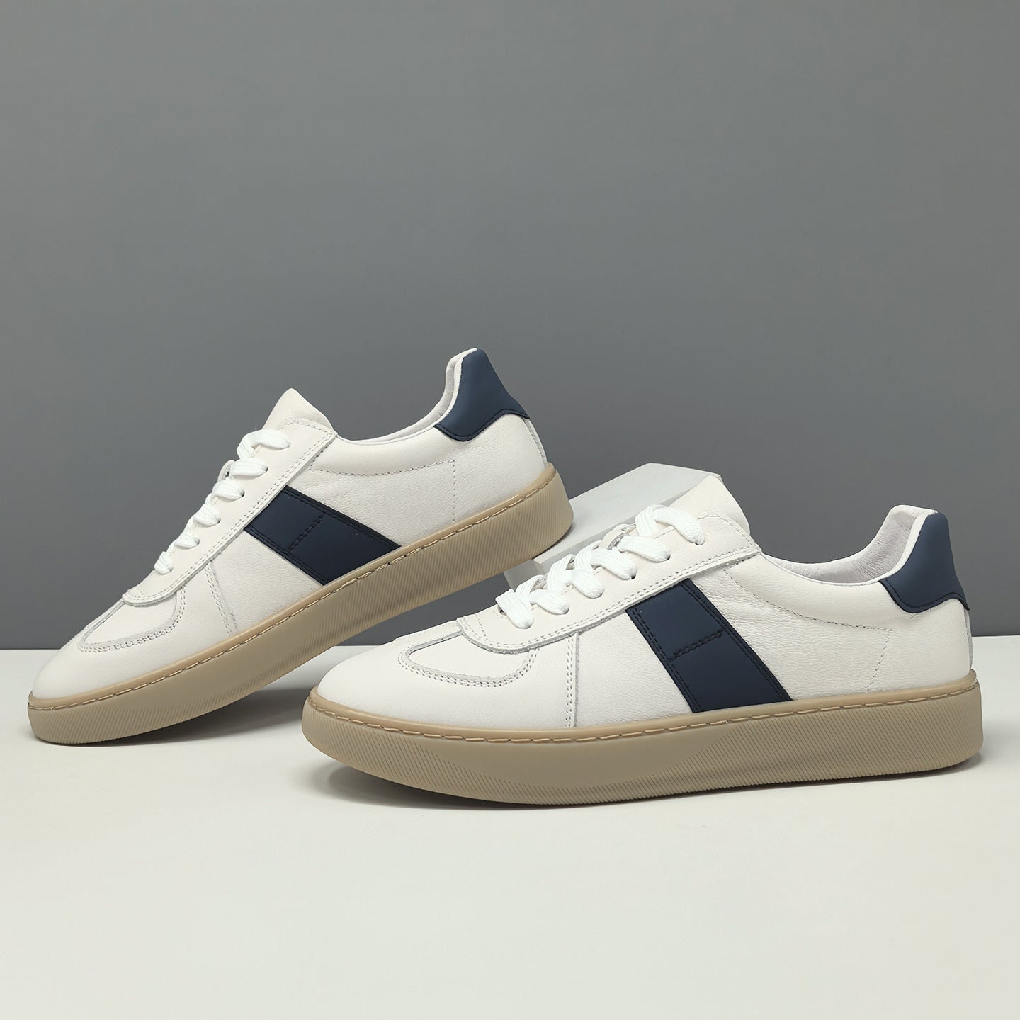 Men's Fashion Color-Blocked Leather Flat Casual Shoes-RAIIFY