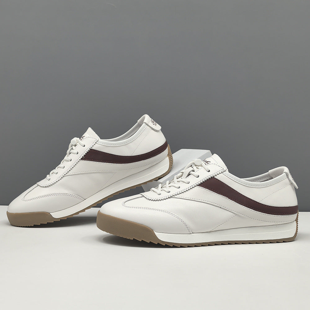 Men Fashion Leather Elastic Lace Low Top Flat Casual Shoes-RAIIFY