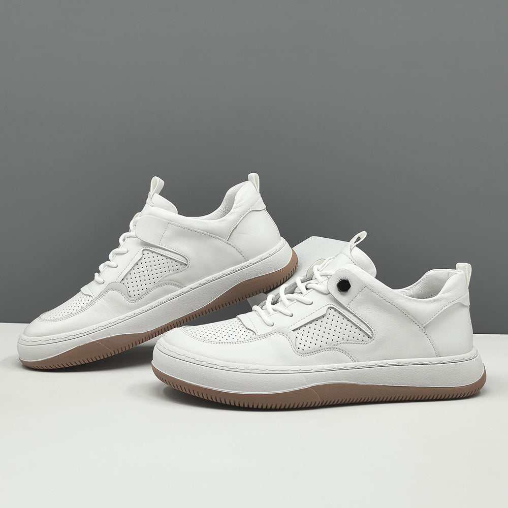 Men's Fashion Hollow Leather Flat Casual Shoes-RAIIFY