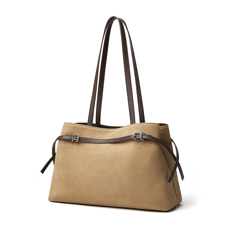 Women’s Vintage Suede Leather Casual Tote Bag-RAIIFY