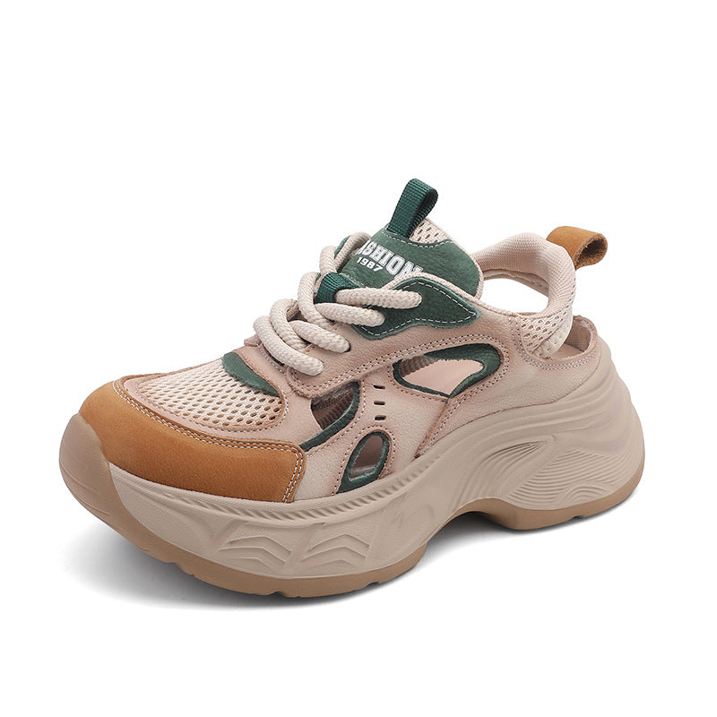 Women's Color Matching Hollow Platform Casual Shoes-RAIIFY