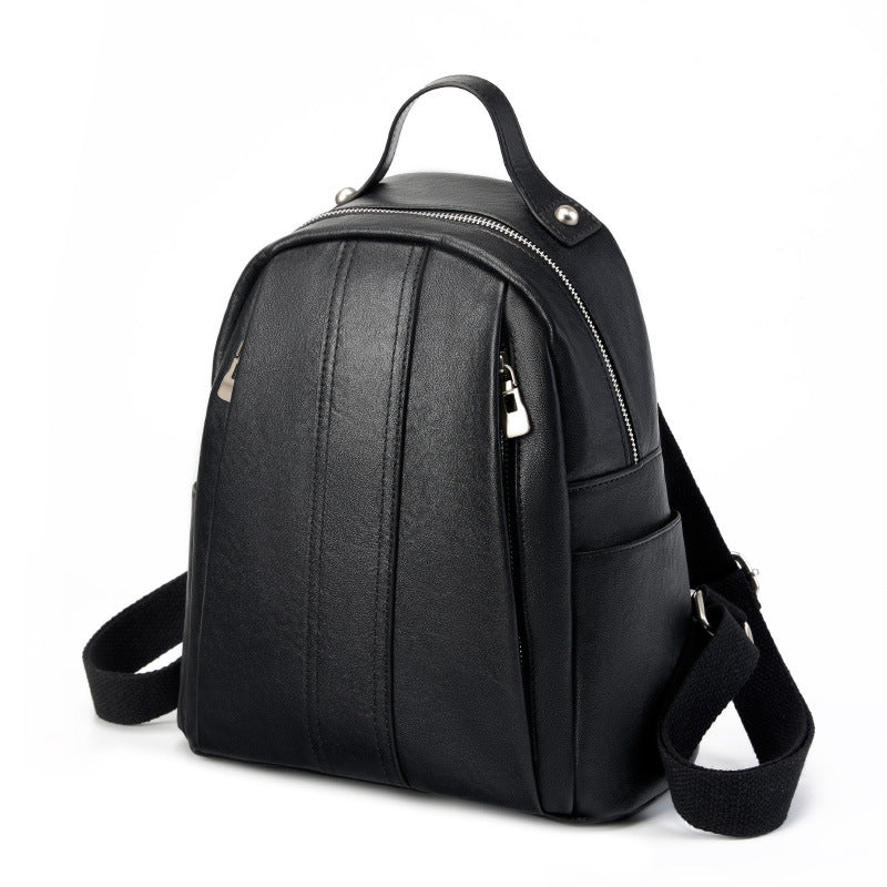 Women Minimalism Soft Plain Cowhide Mini Backpack-RAIIFY