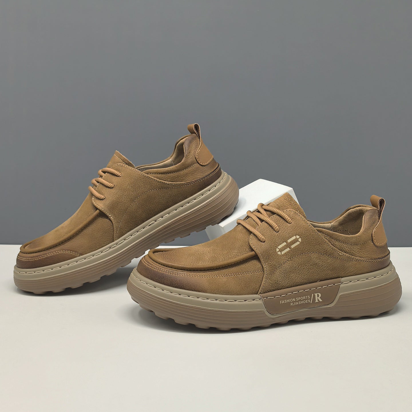 Men's Retro Plain leather Flat Casual Shoes-RAIIFY