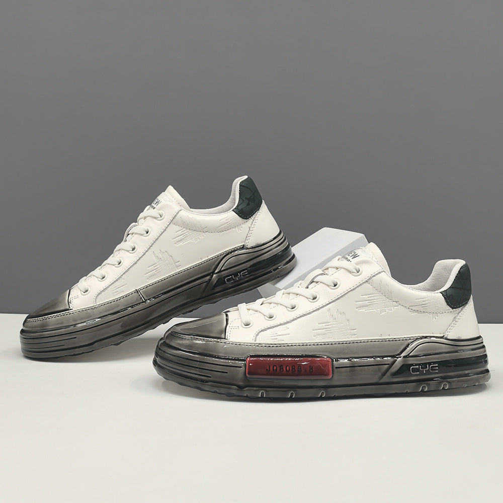 Men Fashion Embossed Leather Flat Casual Sneakers-RAIIFY