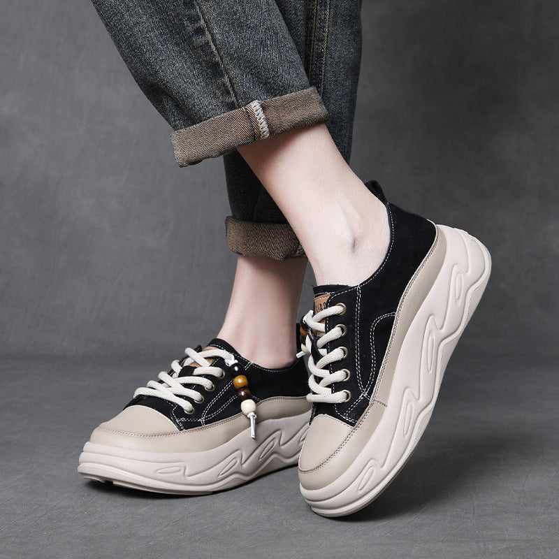 Women's Fashion Leather Platform Casual Shoes-RAIIFY
