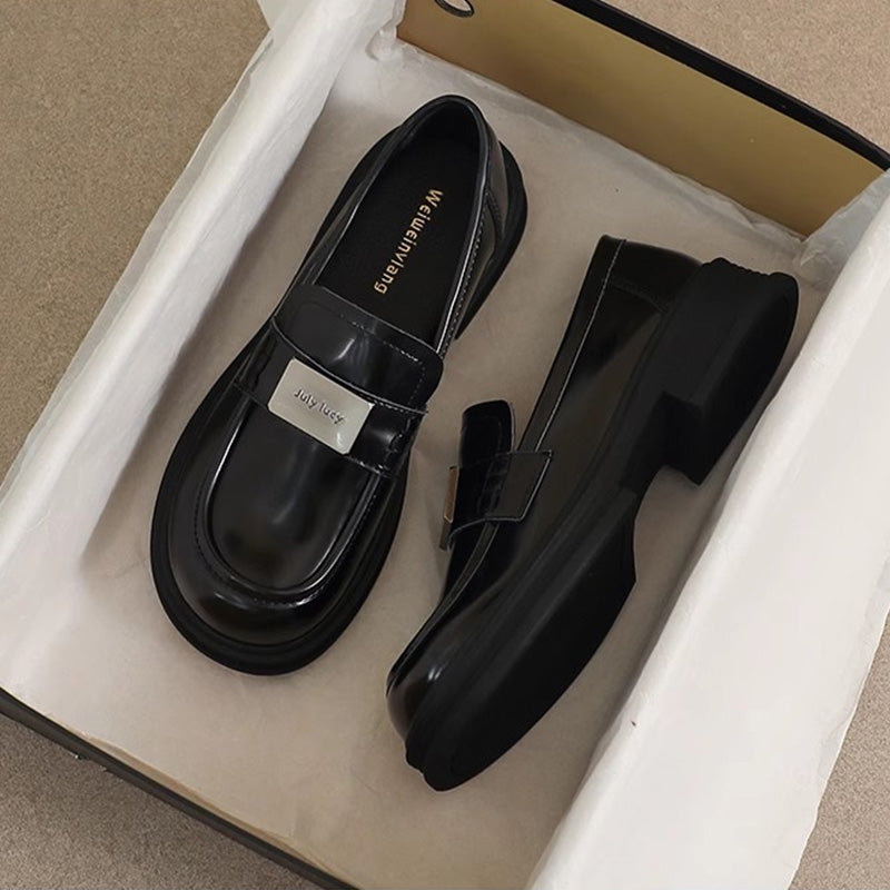 Women Retro Casual Glossy Leather Fashion Loafers-RAIIFY