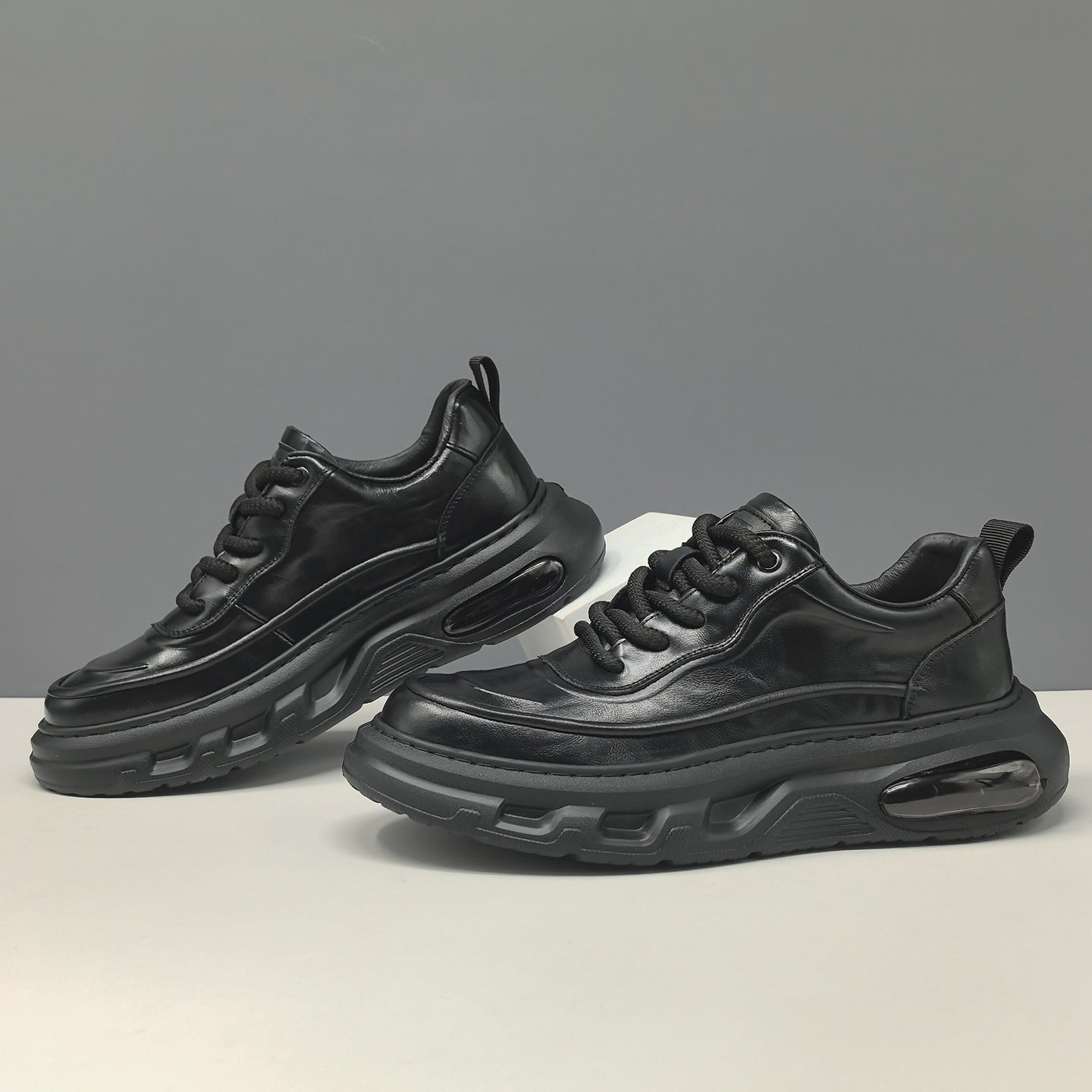 Men's Retro Plain Leather Casual Shoes-RAIIFY