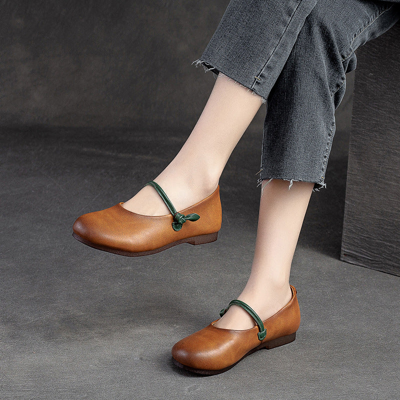 Women Retro Leather Soft Comfort Casual Flats-RAIIFY