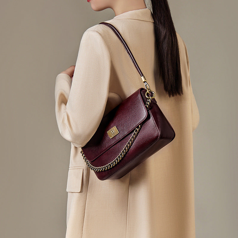 Women's Elegant Fashion Leather Chain Shoulder Bag-RAIIFY