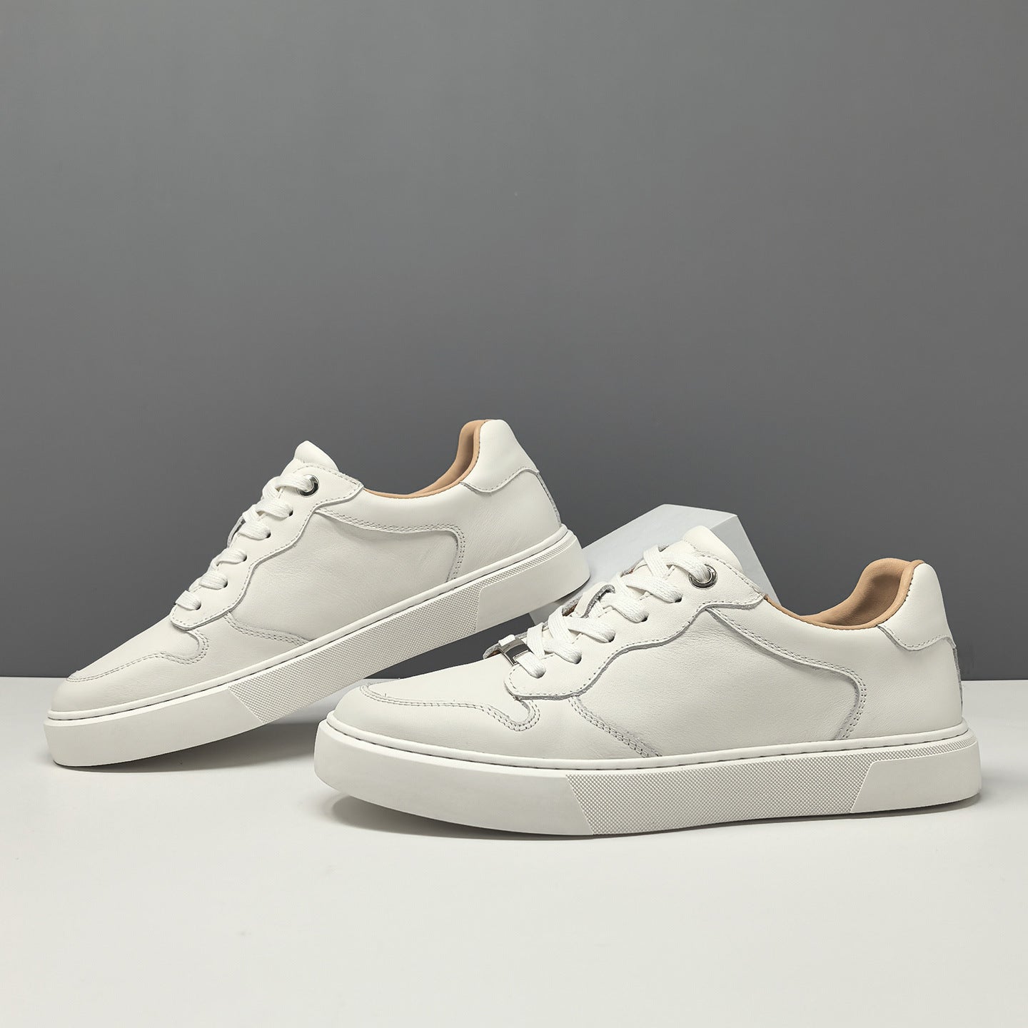 Men's Fashion Plain Leather Flat Casual Shoes-RAIIFY