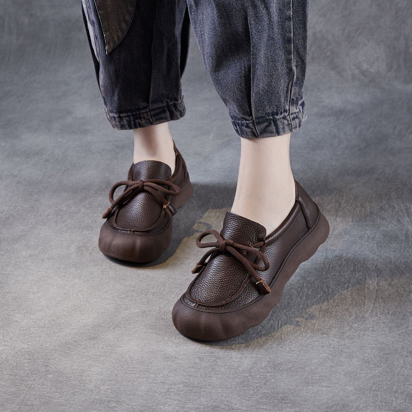 Women's Vintage Soft Leather Lace-Up Casual Shoes-RAIIFY