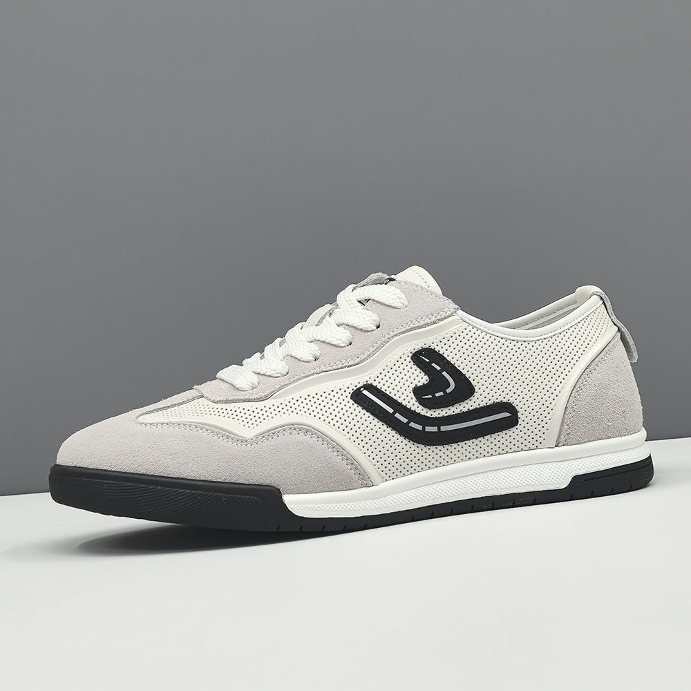 Men Fashion Patchwork Breathable Leather Flat Casual Shoes-RAIIFY