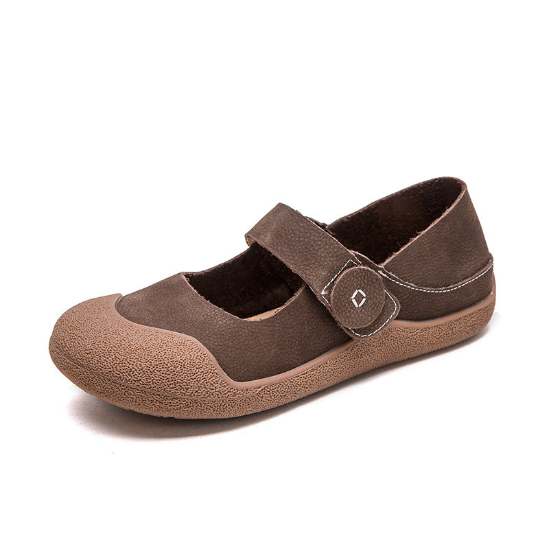 Women Minimalism Leather Soft Flat Casual Shoes-RAIIFY