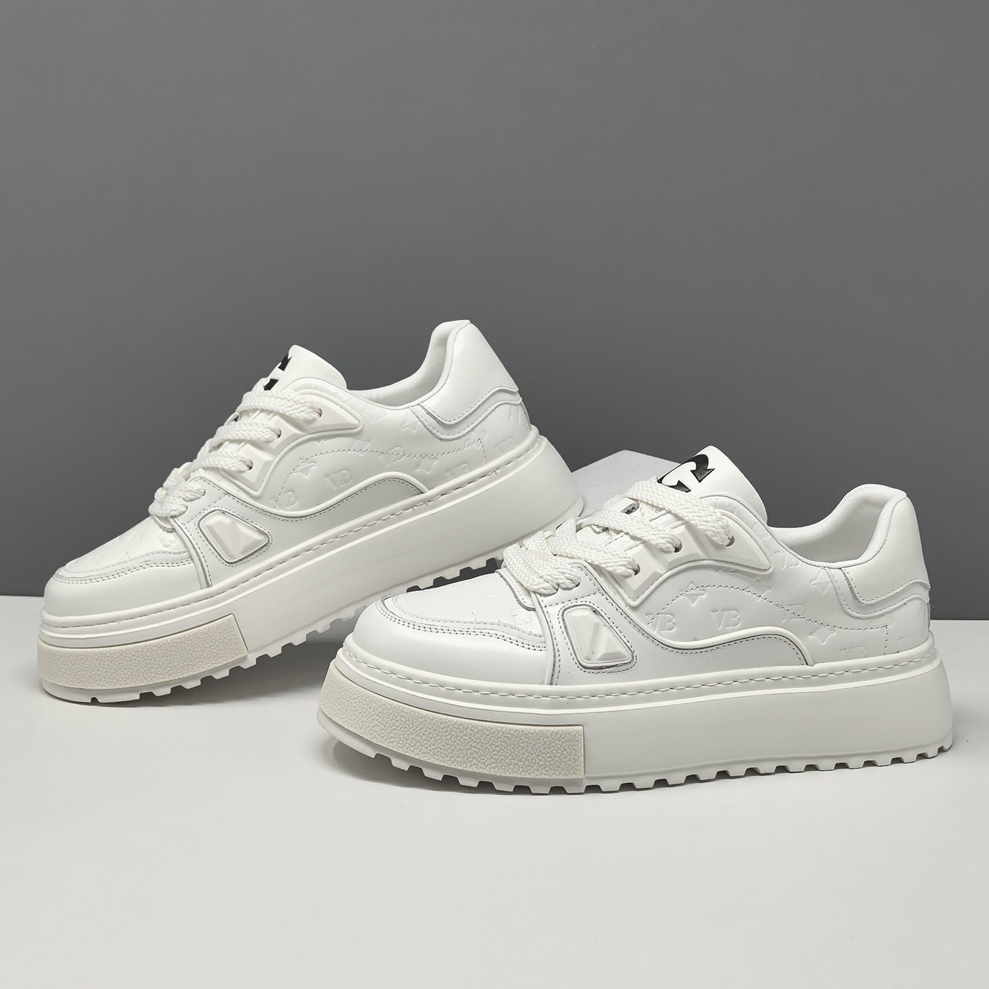 Men's Fashion Embossed Leather Thick Soled Sneakers-RAIIFY