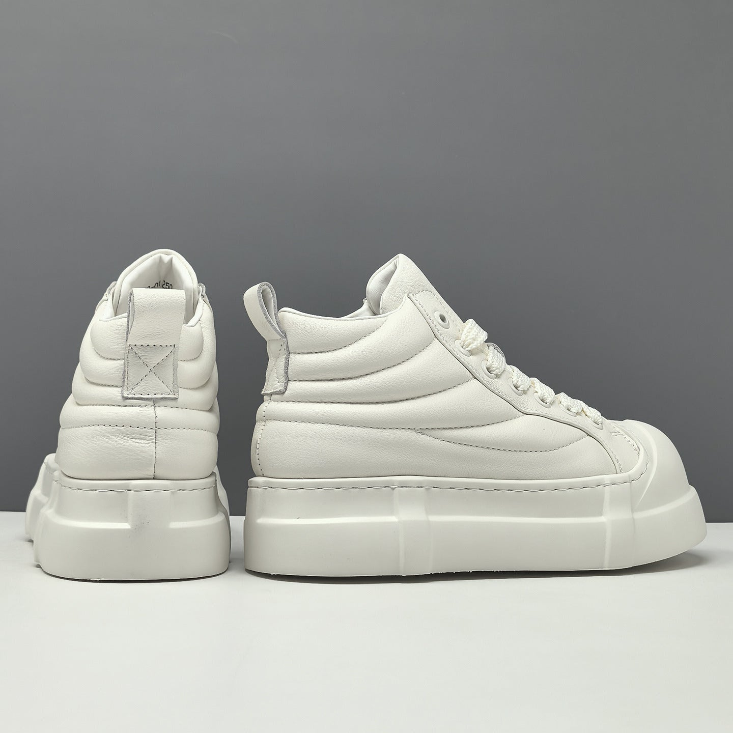 Men's Minimalist Plain Quilted Leather High Top Casual Shoes-RAIIFY