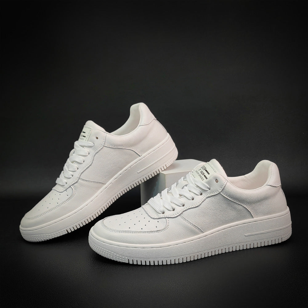 Men Fashion Pure White Casual Skate Sneakers-RAIIFY