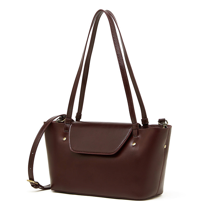 Women's Simple Plain Leather Casual Shoulder Bag-RAIIFY