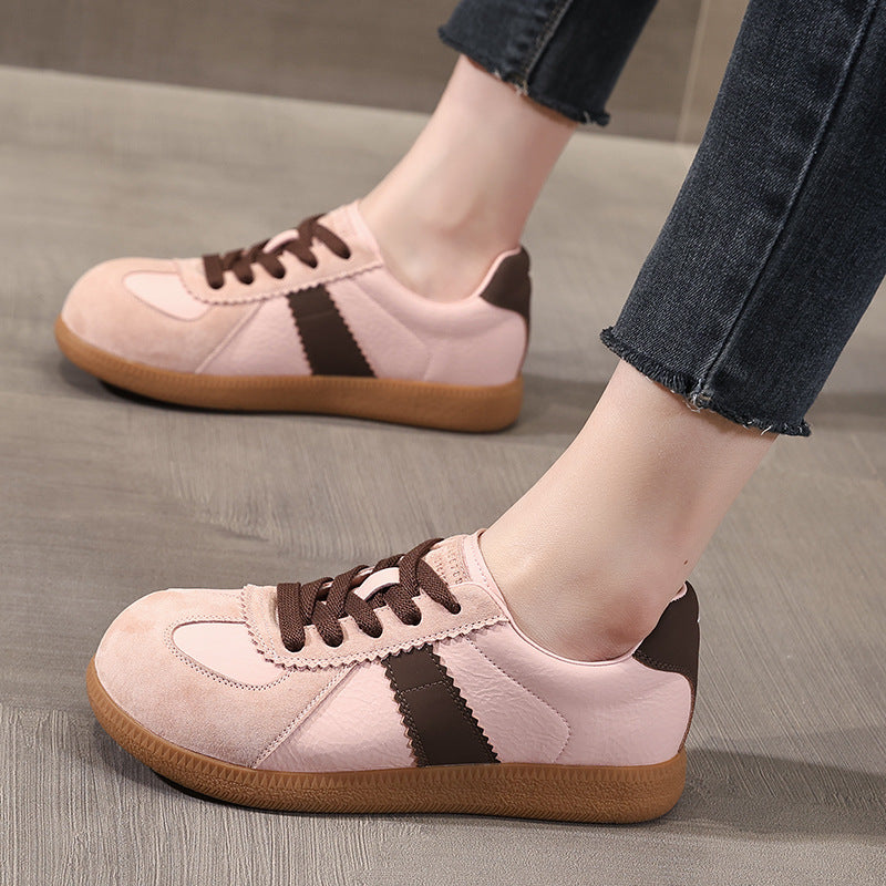 Women's Stylish Leather Low Top Casual Training Sneakers-RAIIFY