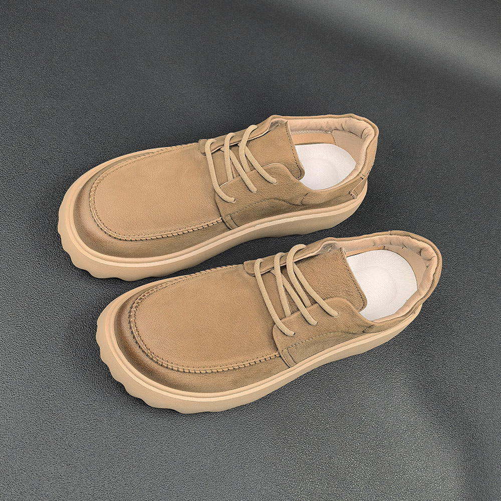 Men Minimalist Fashion Leather Lug Sole Casual Shoes-RAIIFY