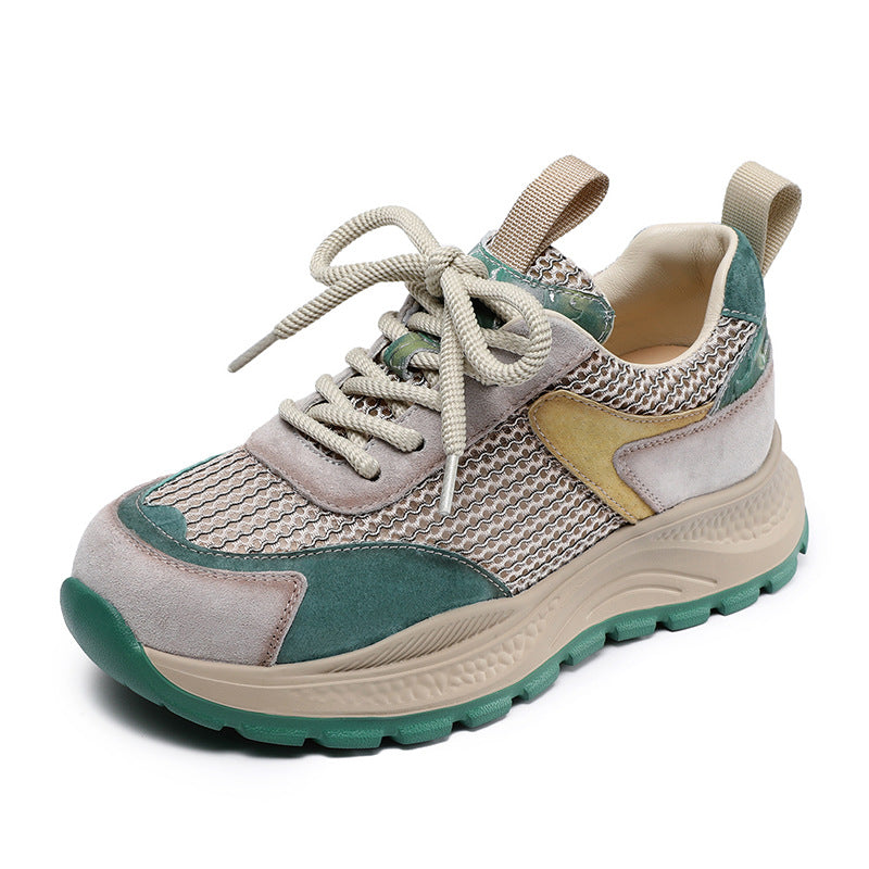 Women Fashion Patchwork Hollow Mesh Casual Sneakers-RAIIFY