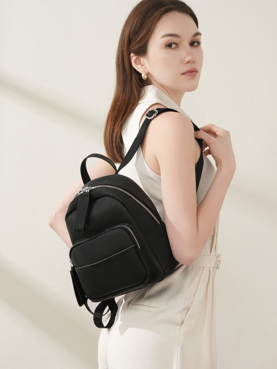 Women Minimalism Fashion Cowhide Casual Backpack-RAIIFY