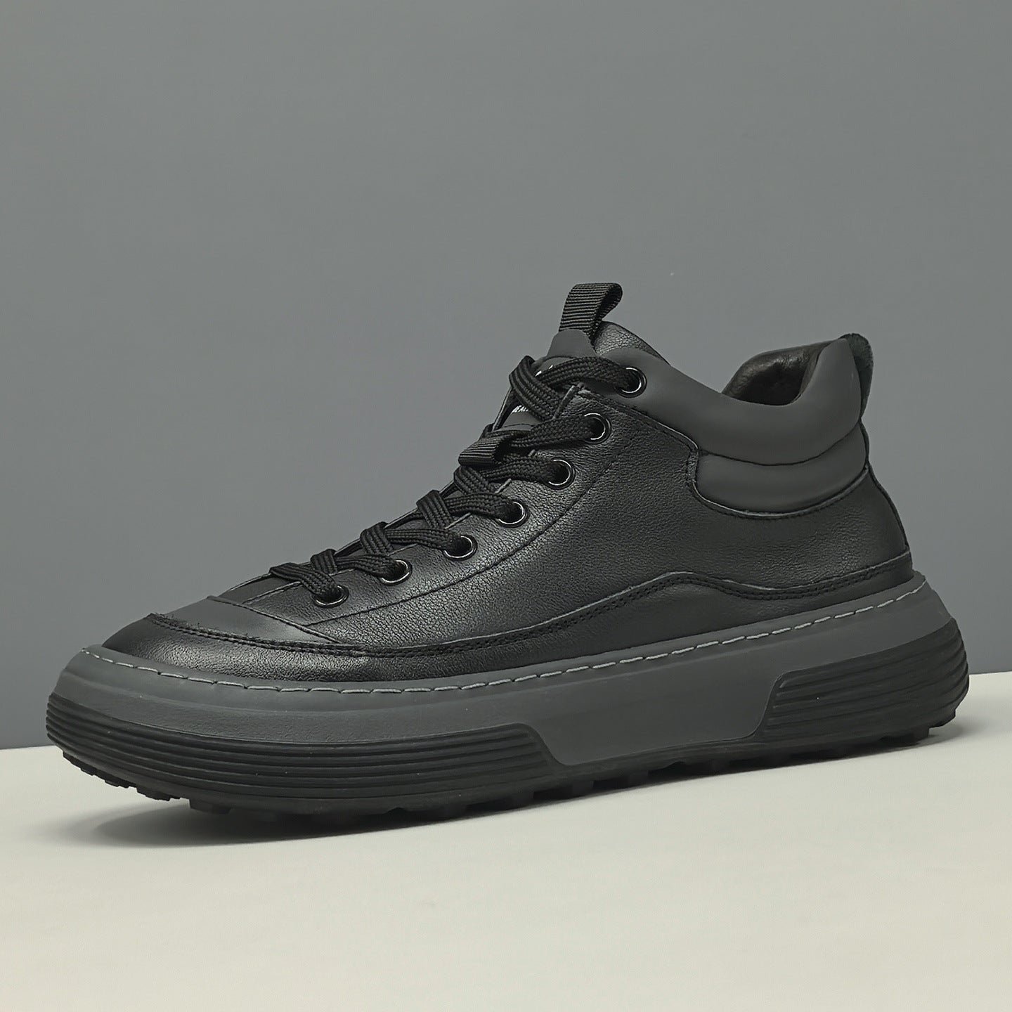 Men's Minimalist Quilted Leather High Top Casual Shoes-RAIIFY