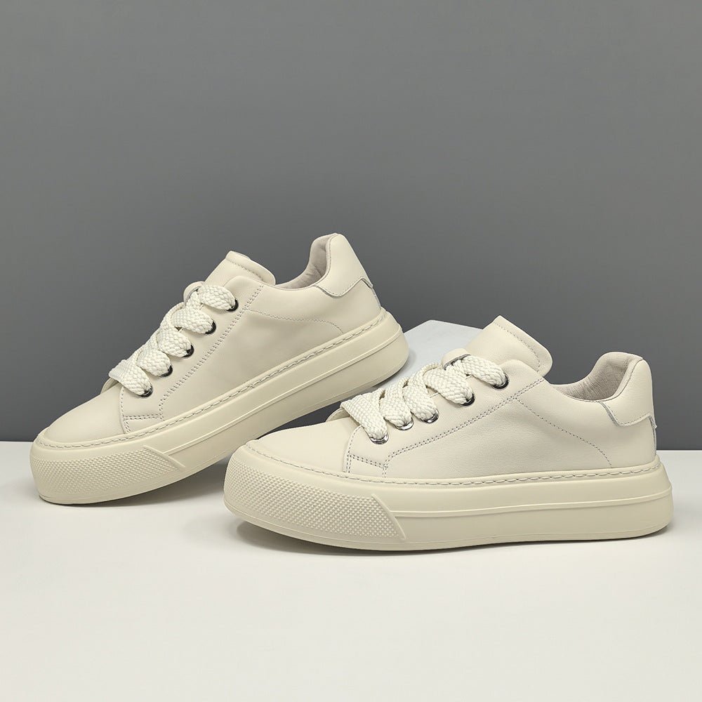 Men Comfort Leather Plain Flat Casual Shoes-RAIIFY