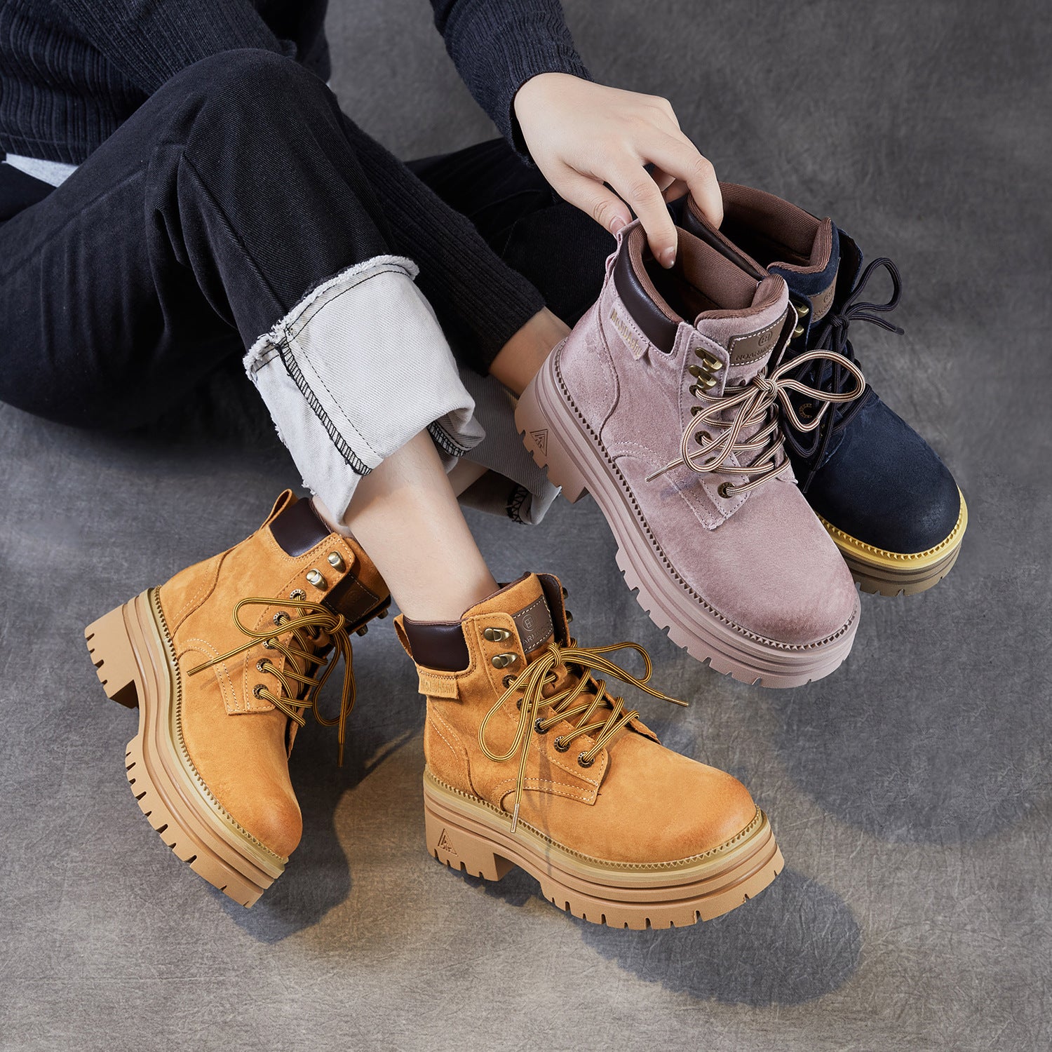 Women's Cowhide Fashion Ankle Motorcycle Boots-RAIIFY