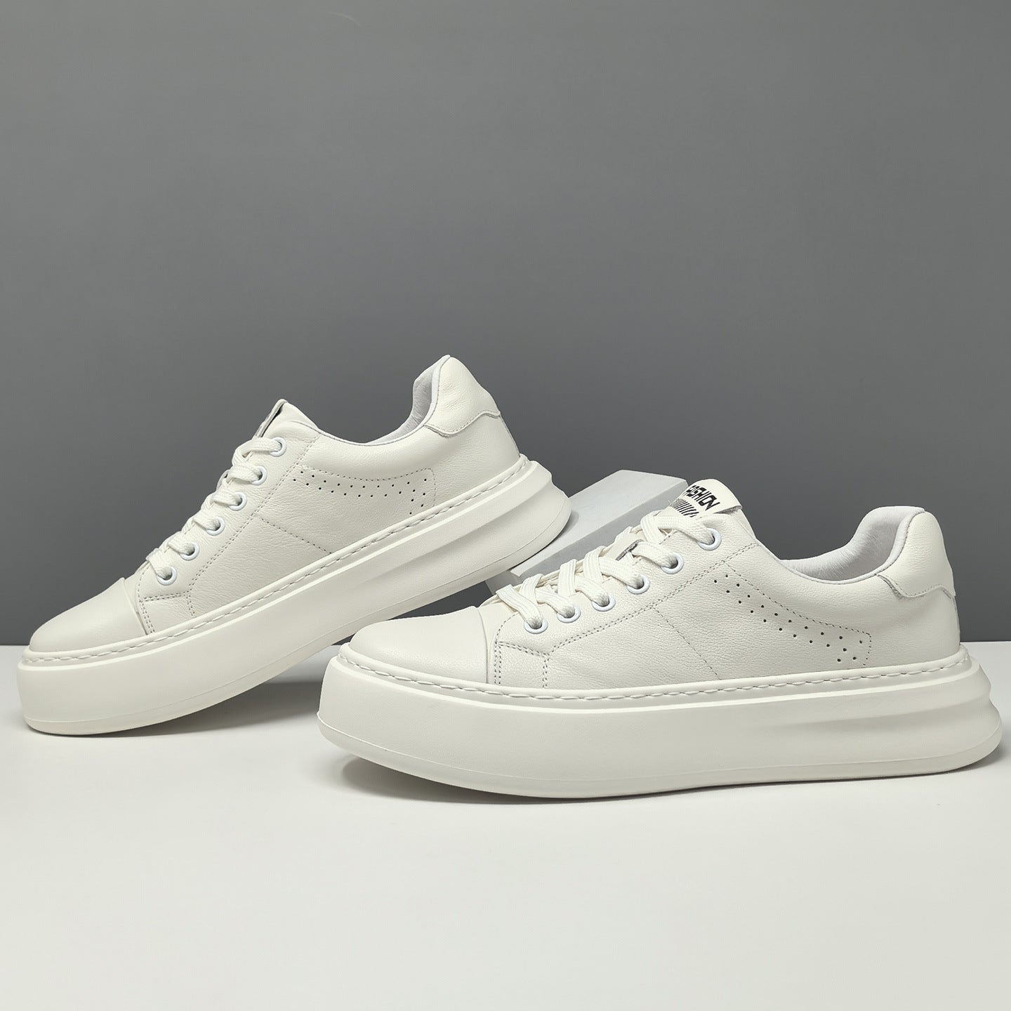 Men's Plain Leather Fashion Casual Flat Sneakers-RAIIFY