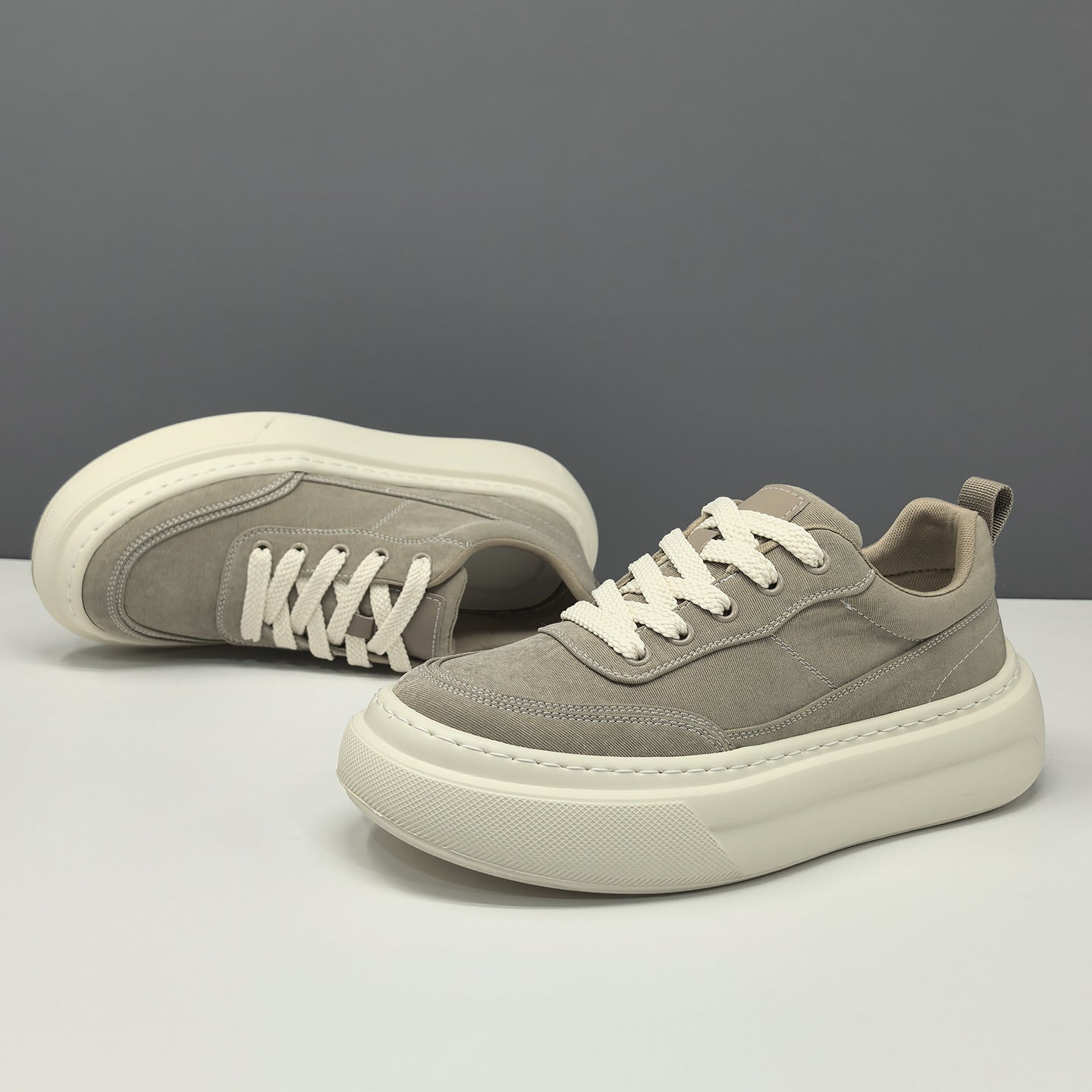 Men Breathable Ice Silk Fabric Platform Casual Wedge Sneakers-RAIIFY